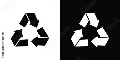 Recycle icon. The black silhouette vector