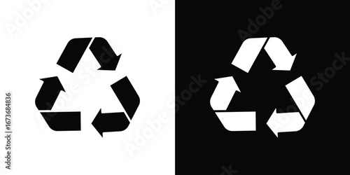 Recycling icon. The black silhouette vector