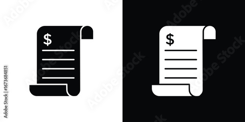 Receipt icon. The black silhouette vector