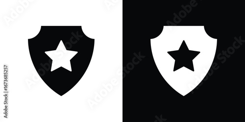 Police badge icon. The black silhouette vector