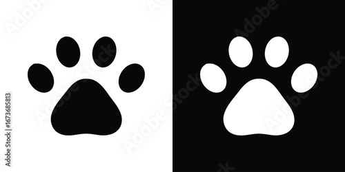 Paw icon. The black silhouette vector