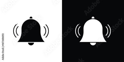 Notification bell icon. The black silhouette vector