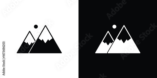 Mountain icon. The black silhouette vector