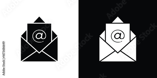 Mail icon. The black silhouette vector
