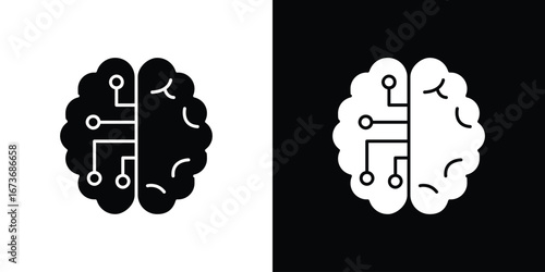 Machine learning icon. The black silhouette vector