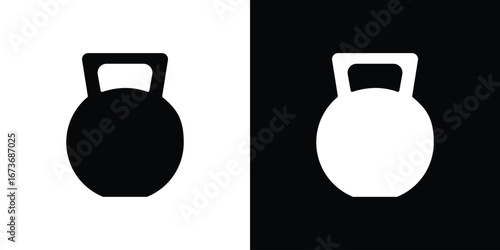 Kettlebell icon. The black silhouette vector
