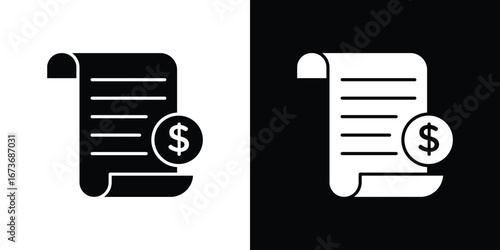 Invoice payment icon. The black silhouette vector