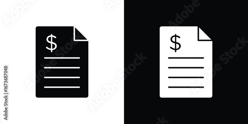 Invoice icon. The black silhouette vector
