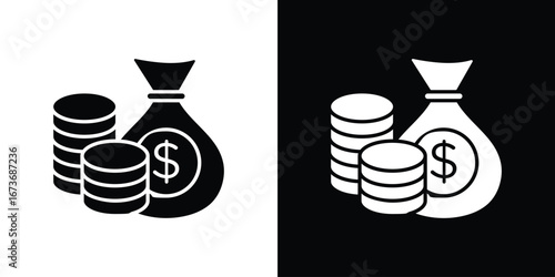 Income icon. The black silhouette vector