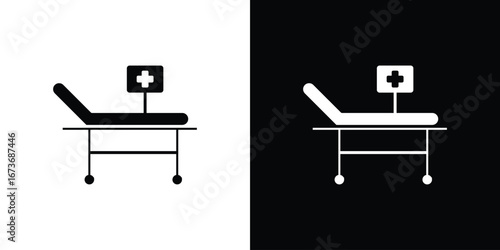 Hospital bed icon. The black silhouette vector
