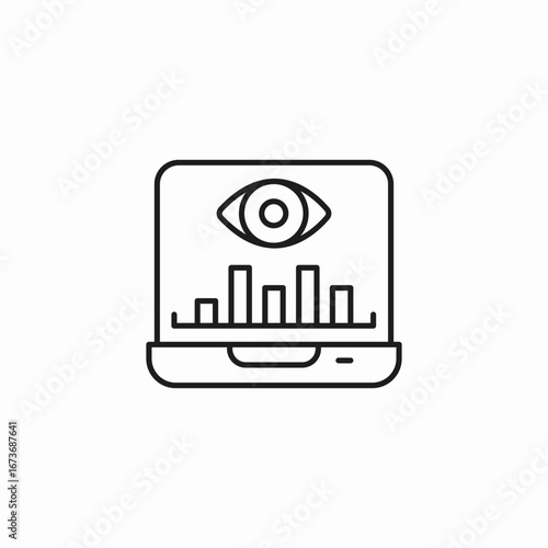 laptop chart eye icon sign vector
