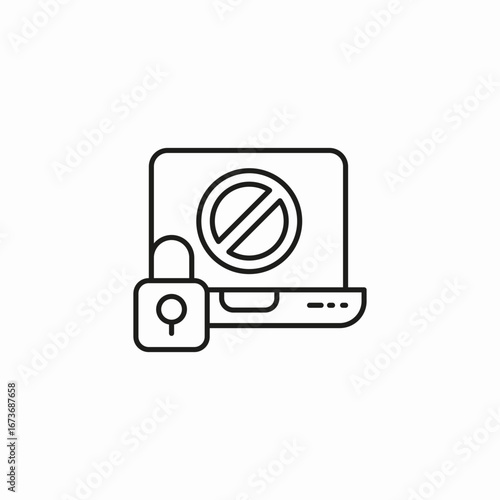 laptop lock blocked icon sign vector