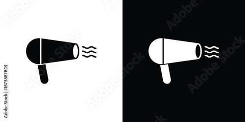 Hair dryer icon. The black silhouette vector