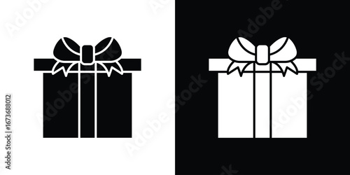 Gift icon. The black silhouette vector