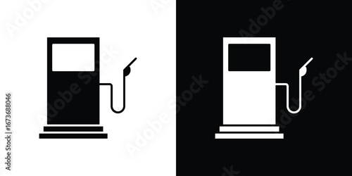 Gas station icon. The black silhouette vector