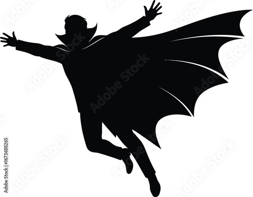 Vampire Dracula Silhouette with a Flying Cape
