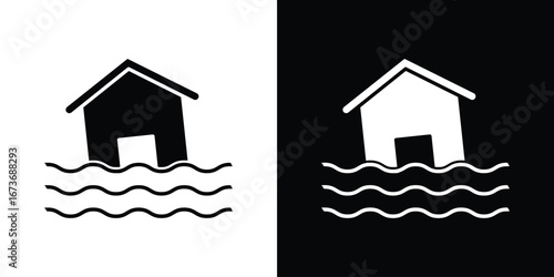 Flood icon. The black silhouette vector