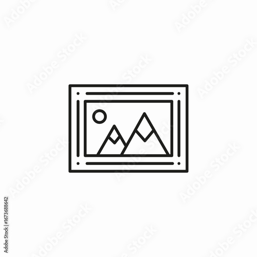 picture with mountains icon sign vector