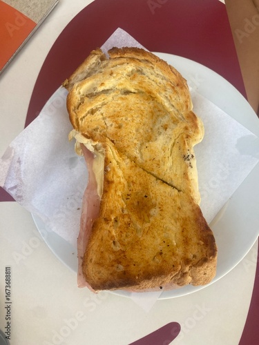 Portuguese sandwich toast: Tosta Mista (bread, cheese, and ham)