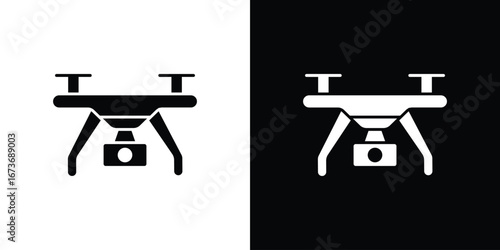 Drone icon. The black silhouette vector