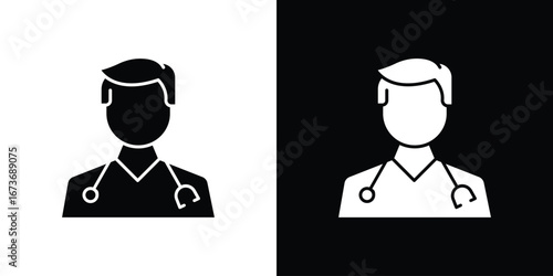 Doctor icon. The black silhouette vector