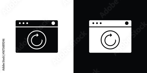 Data backup icon. The black silhouette vector