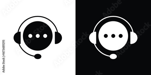 Customer service icon. The black silhouette vector
