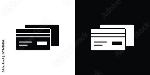 Credit card icon. The black silhouette vector