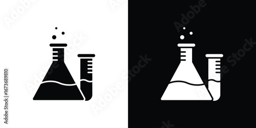 Chemistry icon. The black silhouette vector