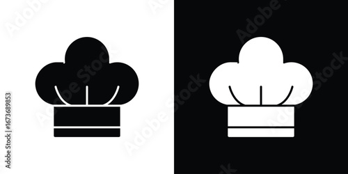 Chef hat icon. The black silhouette vector