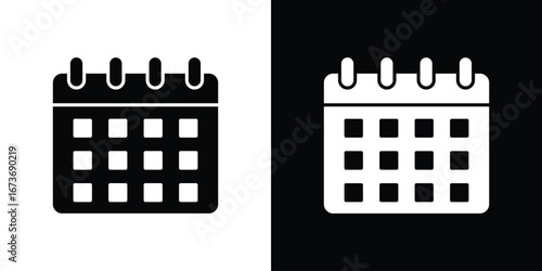 Calendar icon. The black silhouette vector