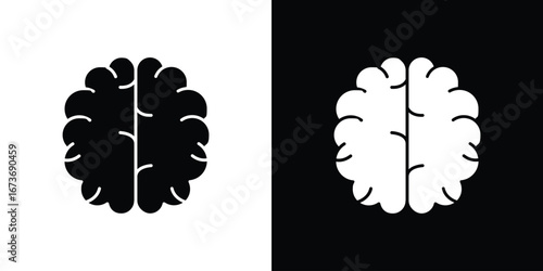 Brain icon. The black silhouette vector