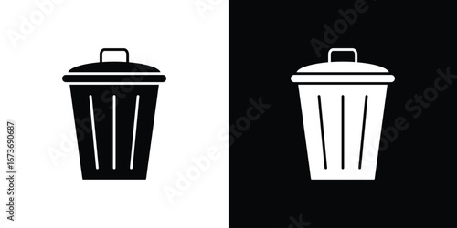 Bin icon. The black silhouette vector