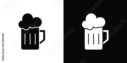 Beer mug icon. The black silhouette vector