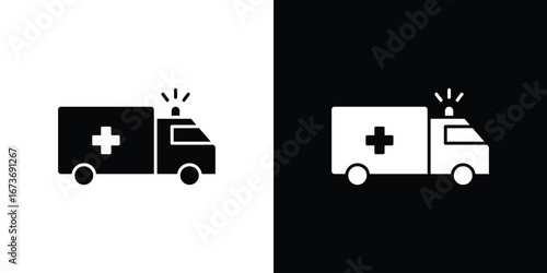 Ambulance icon. The black silhouette vector