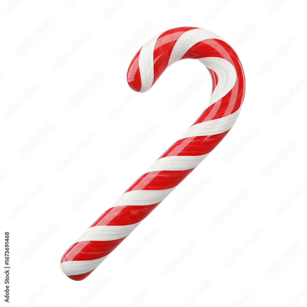 Fototapeta premium 3D Render Candy Cane – Red and White Striped Sweet