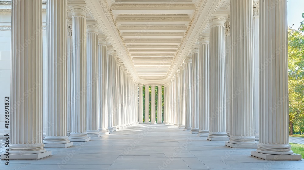 Obraz premium A row of white columns