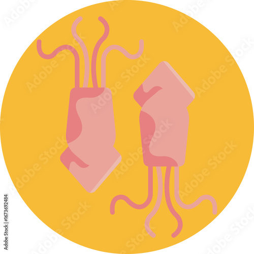 Seafood icon showing a squid, often used for menu or market signs.