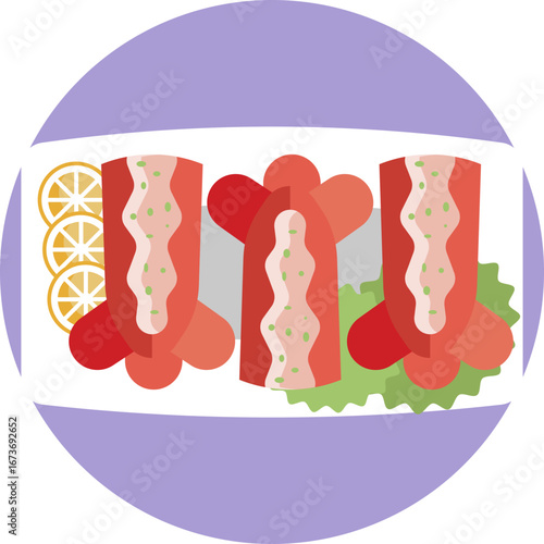 Icon representing fresh lobster, commonly used in seafood menus or cooking contexts.