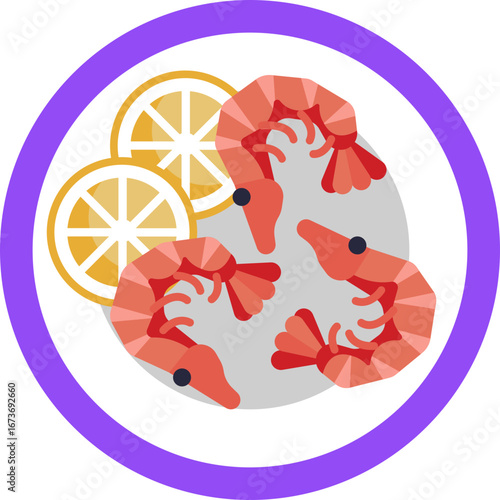 Illustration of shrimps, commonly used in cooking and seafood dishes.