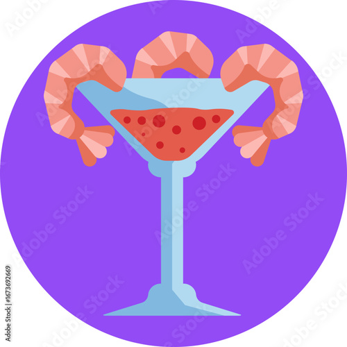 A shrimp cocktail served in a glass with garnish.