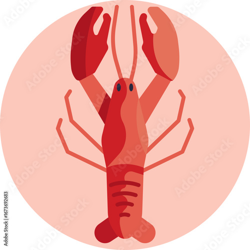 A detailed illustration of a lobster, highlighting its claws and segmented body.