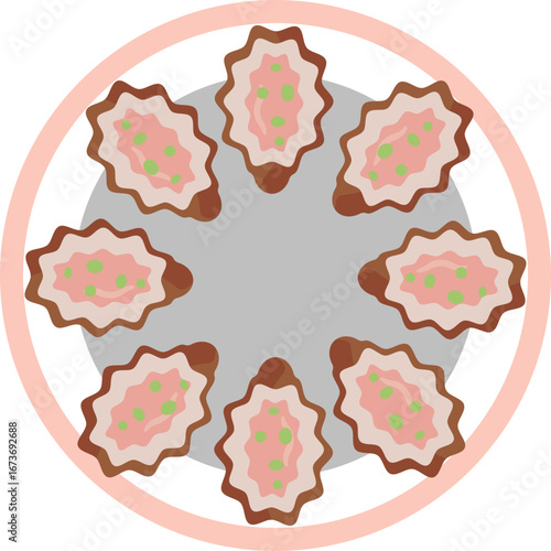 Icon of a seafood oyster, emphasizing its shell and edible interior.