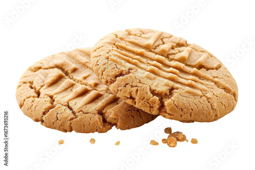 Deliciously baked peanut butter cookies arranged beautifully on a bright background, ready for an afternoon treat or dessert isolated on transparent background