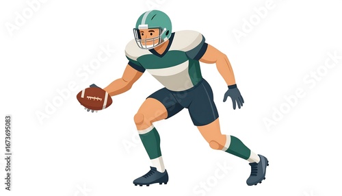 Cartoon American football player in action