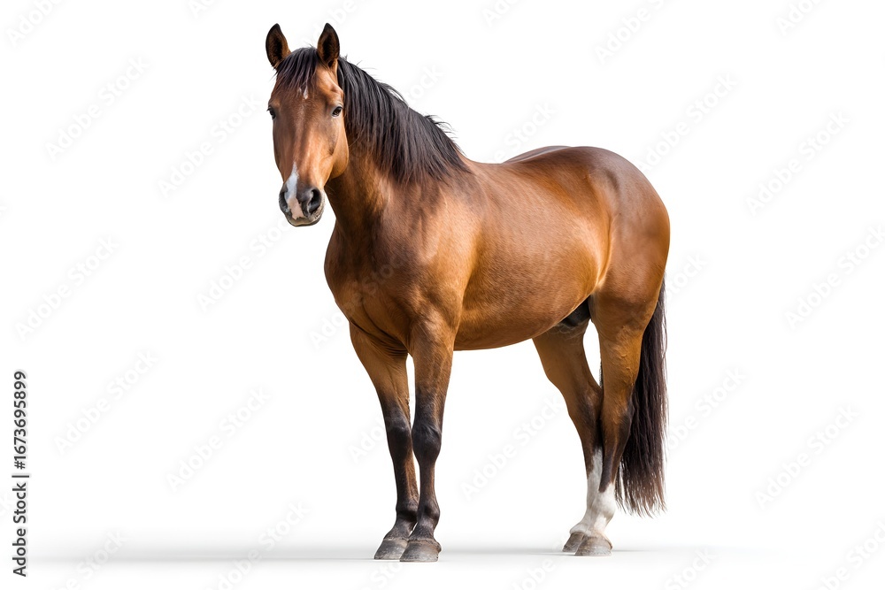 Obraz premium Horse standing isolated on clean white background