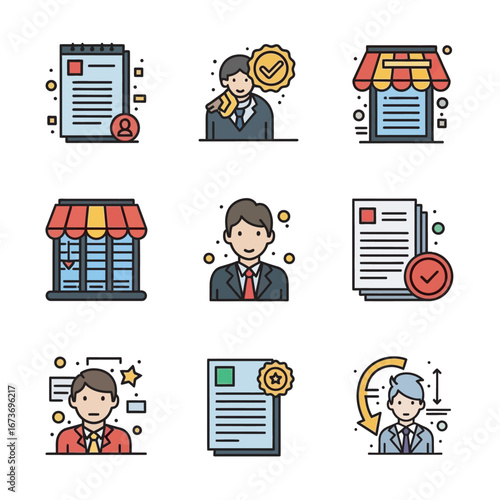 Business icons show tasks within management context