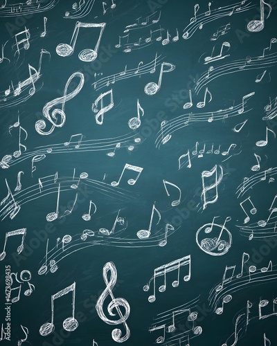 Classroom music notes drawn on board with white background