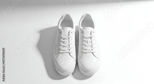 Wallpaper Mural Top view of white sneakers with minimalist design, white background Torontodigital.ca