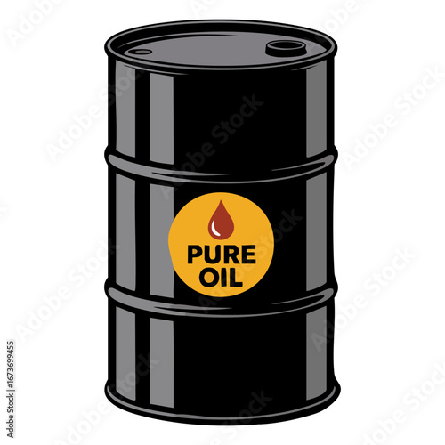 Vector illustration of petroleum oil barrel and fracking extraction, isolated on white background, perfect for industrial, energy, and oil production related projects.
